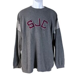 Sean John Sweater Mens Large Gray SJC Varsity Logo Cotton Knit Pullover